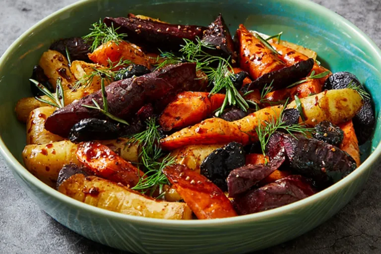 Black Garlic Roasted Rainbow Carrots